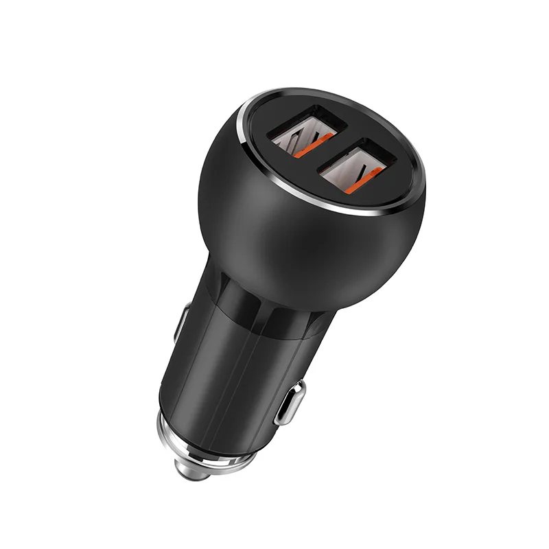 

LDNIO 2 USB Port Car Charger For Mobile Phone Quick Charge 3.0 Metal Car Cigarette Lighter Charger Adapter With USB Cable