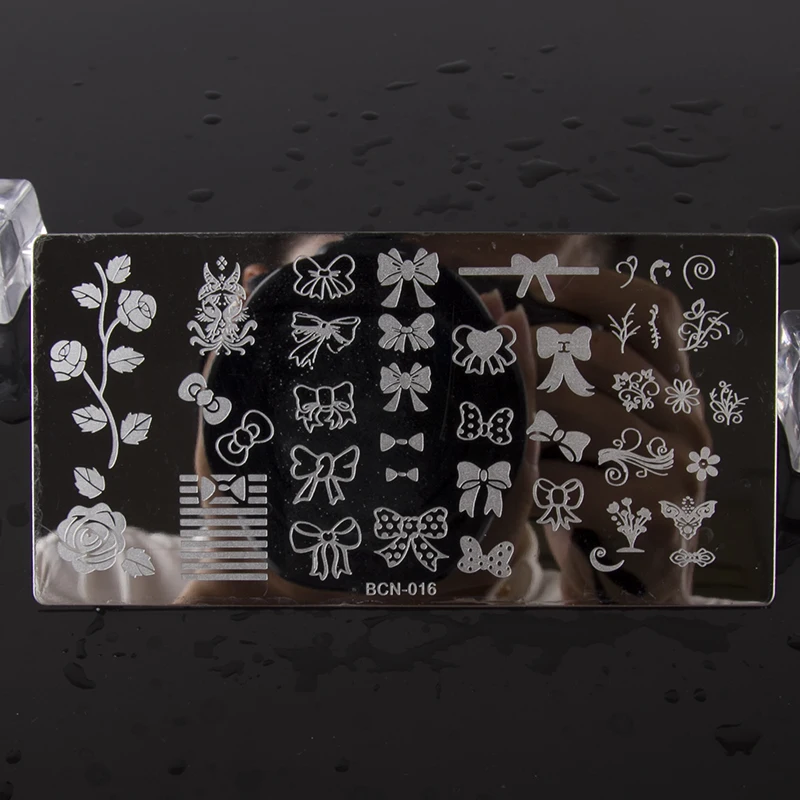 1Pcs Zwarte Bloem Vlinder Kant Nail Stempelen Platen Rvs Nail Art Stamp Template Manicure Nail Image Plate (6*12Cm)