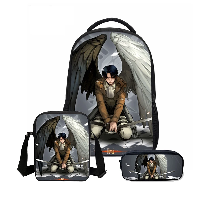 

2019 new Attack on Titan Prints Backpacks Fashion 3PCS SET Combination BagsTeenager School Bookbag Cartoon Mochila Shoulder Bag