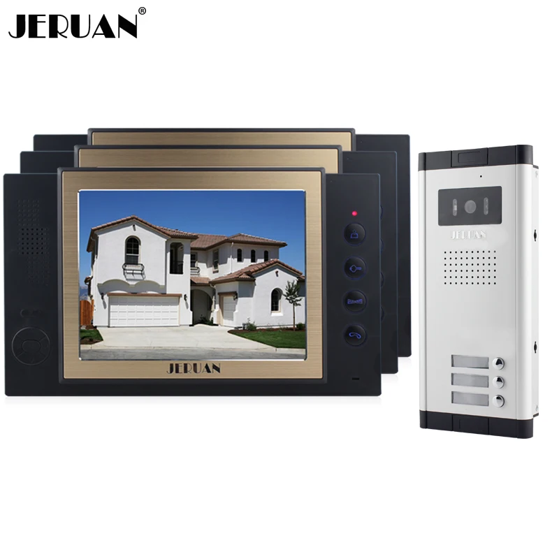 JERUAN Apartment 8 inch LCD color Video Door Phone Record Intercom System 700TVL IR COMS Camera For 3 Household 8GB SD CARD JERUAN Apartment 8 inch LCD color Video Door Phone Record Intercom System 700TVL IR COMS Camera For 3 Household 8GB SD CARD