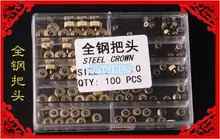 Бесплатная Доставка 100 шт. Золото Нержавеющая Full Metal Watch Crowns Размер 3.0-7.0 мм для Ремонта Часов