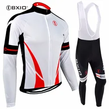 BXIO Cycling Jersey Set Ropa Ciclismo White Long Sleeve Bike Clothing Winter Thermal Fleece Cycling Sets Bicycle Sportswear 142