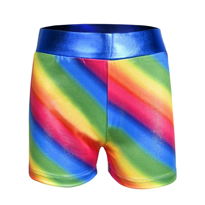 

6~10 Years Summer New Rainbow Spell Body Suit Ballet Gymnastics Clothing Dance Practice Wear Dance Pants shorts