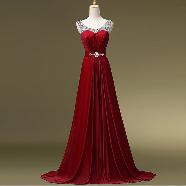 2014 Fall Winter Collection Long Red Evening Dress Elegant A Line ...