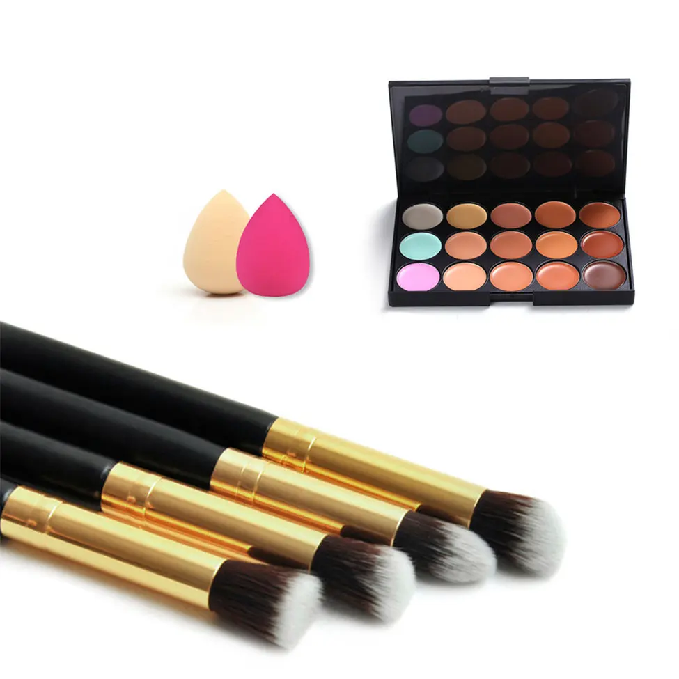 

Makeup Sets 15 Color Concealer Palette +4pcs makeup Brushes+Sponge Puff Face Cosmetics Makeup Tool Kit