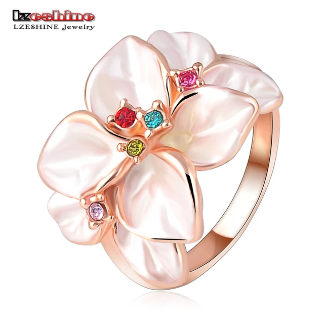 LZESHINE Gioielli di Moda Anello Fiore Con Il Colore Oro Rosa Austriaco di Crist LZESHINE Gioielli di Moda Anello Fiore Con Il Colore Oro Rosa Austriaco di Crist