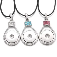 Новая кнопка Драгоценная Капля воды оснастки кулон ожерелье Подходит 18 мм кнопки "сделай сам" ювелирные изделия подарок для женщин