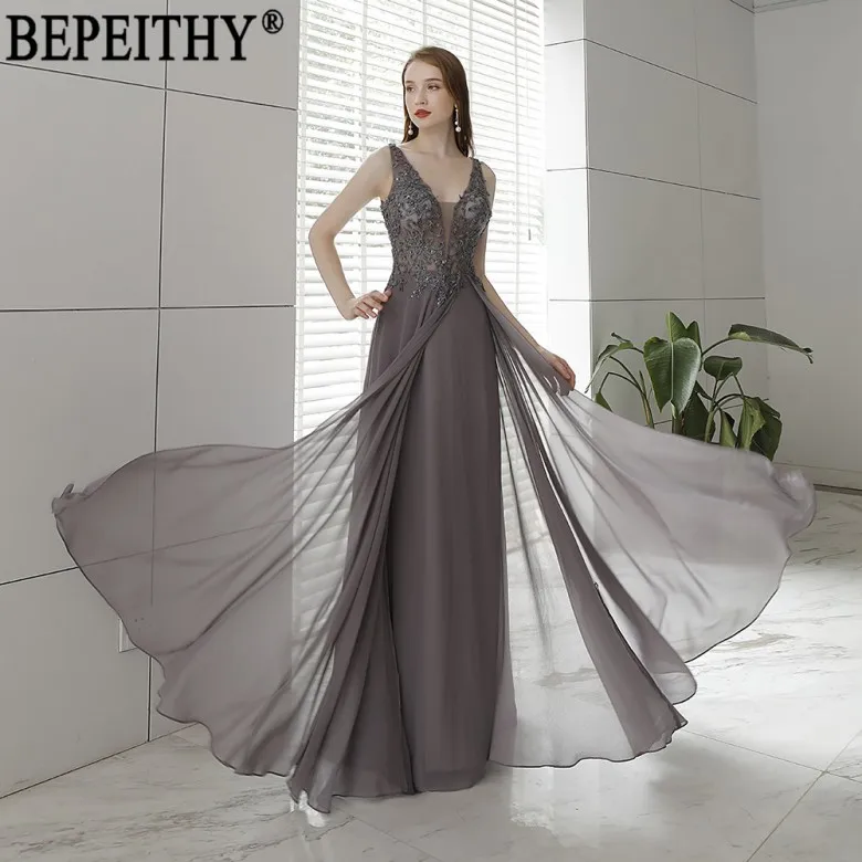 BEPEITHY vestido de festa, дизайн, v-образный вырез, аппликация, бисер, Длинное Элегантное платье, вечерние платья - Цвет: photo color