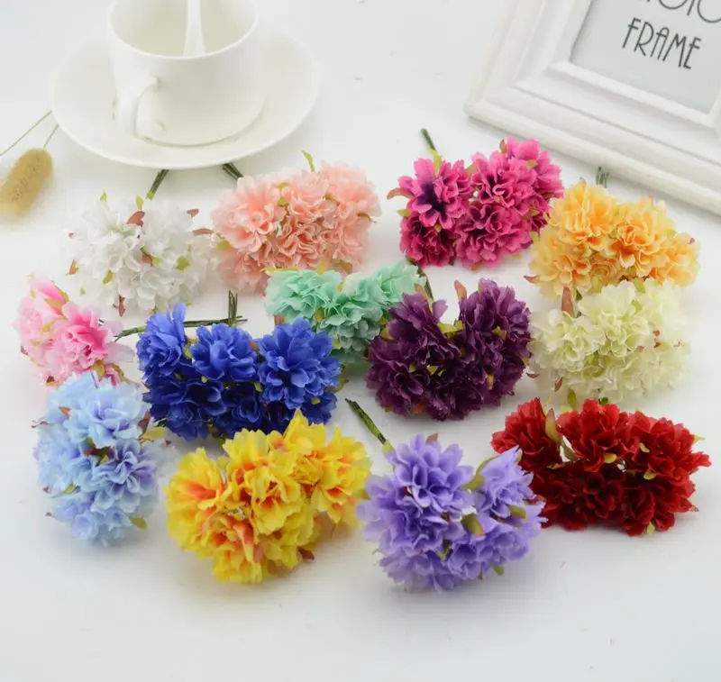 6pcs Carnation Fake flower silk cheap Artificial Flowers ...