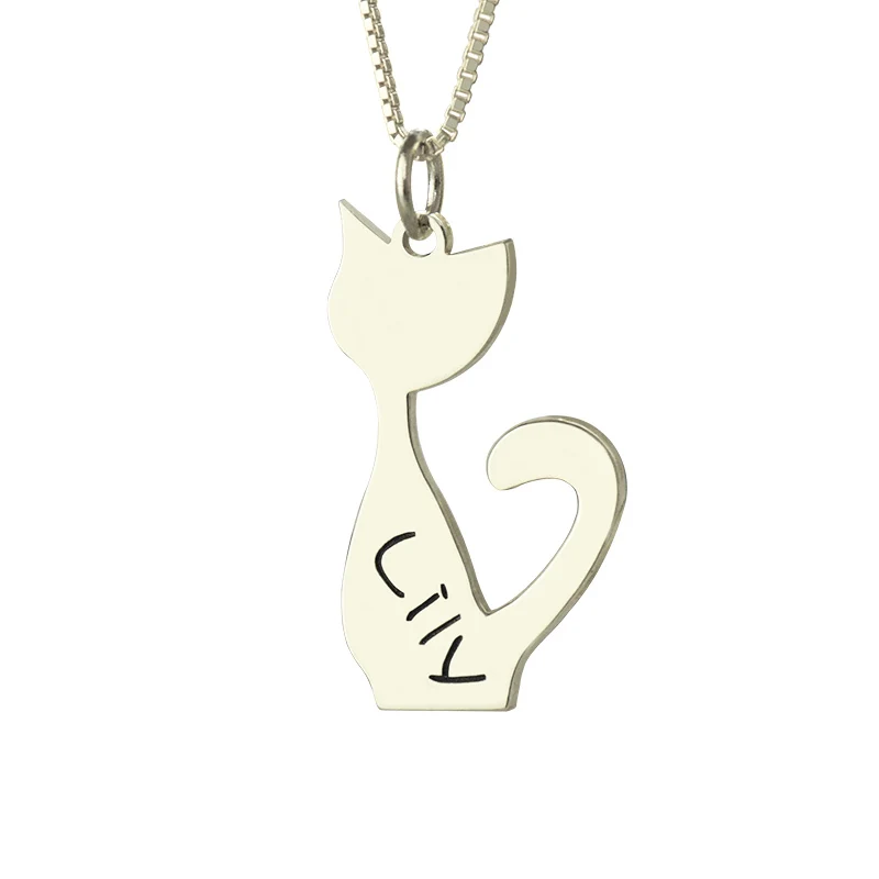 AILIN Cat Memorial Necklace with Name Engraving Personalized Cat