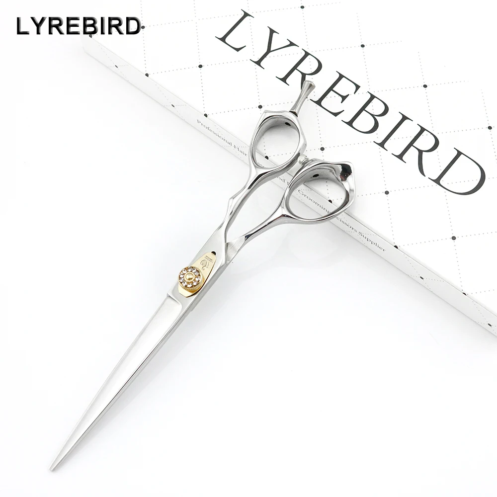 Kopen Lyrebird HOGE KLASSE Professionele haar scharen 7 inch Zilverkleurige hond haar grooming snoeischaar Pet haar snijden schaar NIEUWE