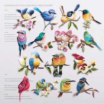 

5PCS Birds and Flowers Embroidered Cloth Patch Clothes Diy Decorative Stickers Affixed Adhesive Accessories Flower Iron RS1192