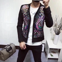 Настоящие мужские черные Народная вышивка событие/сценический короткий смокинг куртка/сценический спектакль/Азия Размер