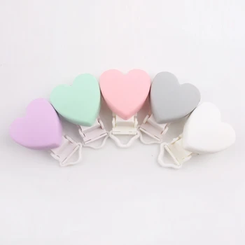 

Bite Bites 1PC Heart Shaped Pacifier Clip Silicone Bead Baby Teether teething Accessories Clip Nipple Clasps Toy Baby Teether