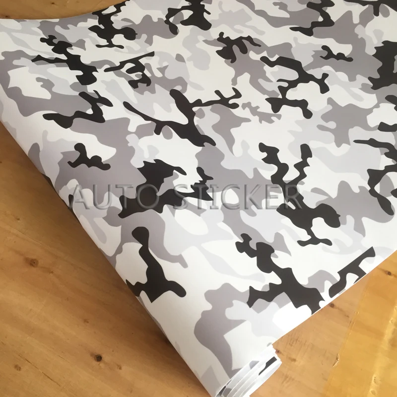 black white snow camo vinyl car wrap 1