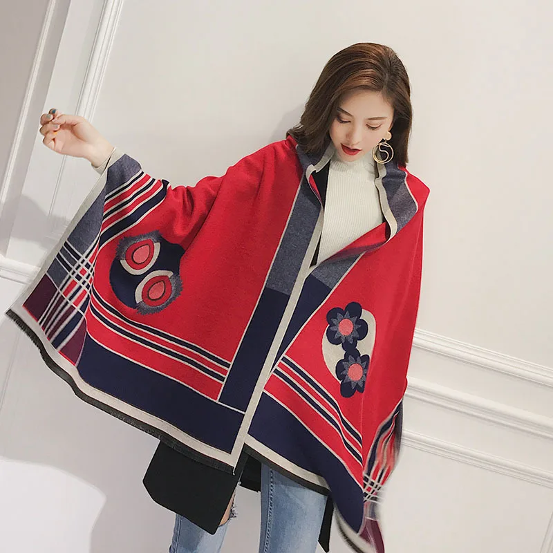 

Autumn winter scarf imitation cashmere scarves warm blanket skirt scarf fringed hair warm big shawl dual-use collar female