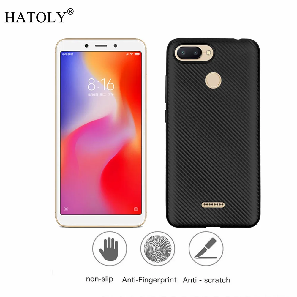 Best Xiaomi Redmi 6 Silicon Case Bumper Phone Cover For Xiaomi Redmi 6 Soft TPU Rugged Capas Redmi 6 Carbon Fiber Back Cover Fundas