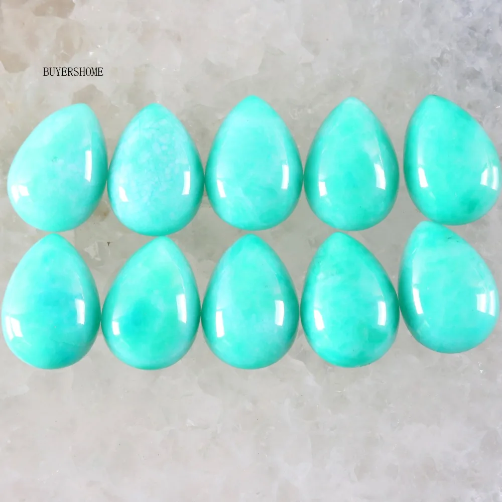 

10Pcs 18x13MM Water Drop Natural Stone Beads Green Amazonite CAB Cabochon For Making Necklace Earrings Bracelets K816