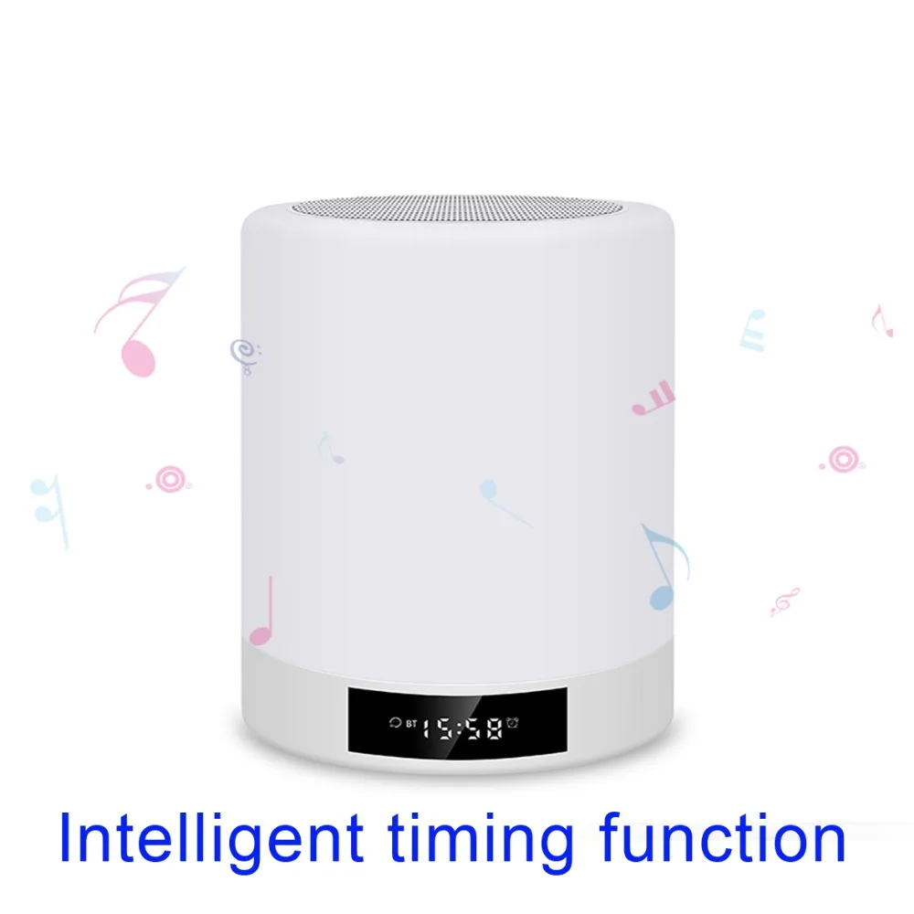 Bluetooth динамик, сенсорная Ночная лампа LED RGB красочный музыкальный динамик, часы, fm-радио Bluetooth 4,2 беспроводной динамик