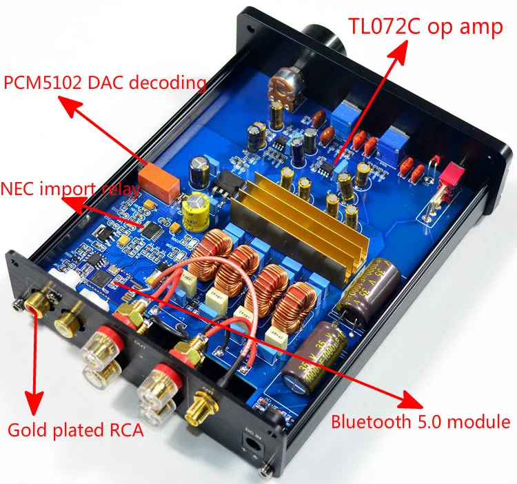 GHXAMP Bluetooth 5,0 TPA3116 цифровой усилитель 100 Вт+ 100 Вт HIFI стерео аудио усилитель PCM5102 DAC домашний кинотеатр DC 24 В 1 шт