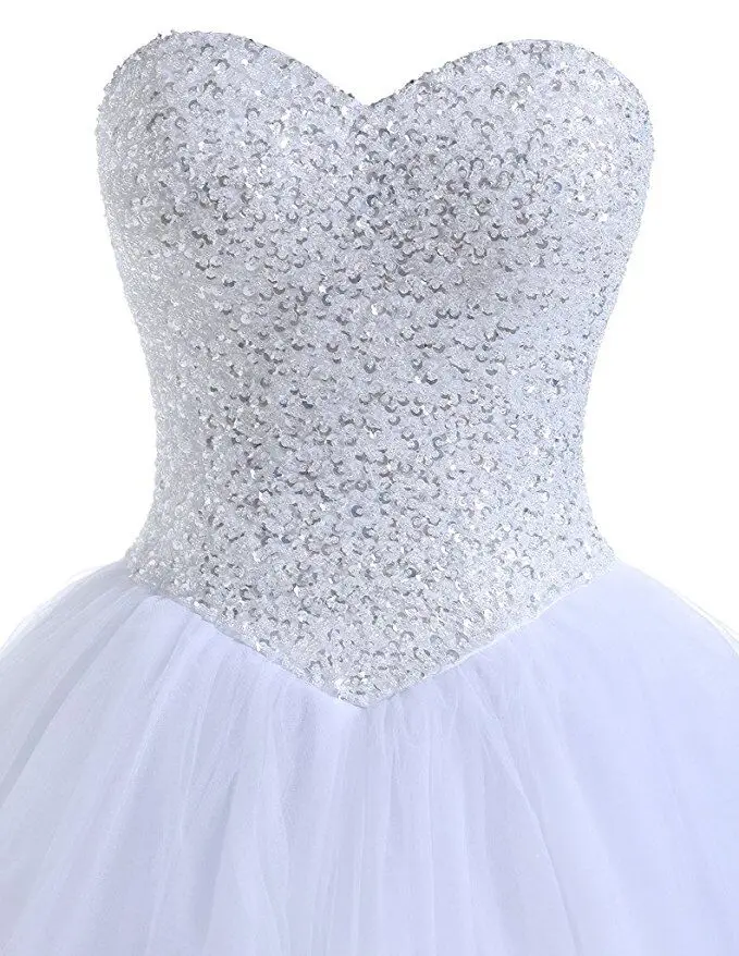 Настоящая фотография Дешевые бальное платье Свадебные платья корсет принцесса блёстки бисером плиссированные тюль белый Кот плюс размеры