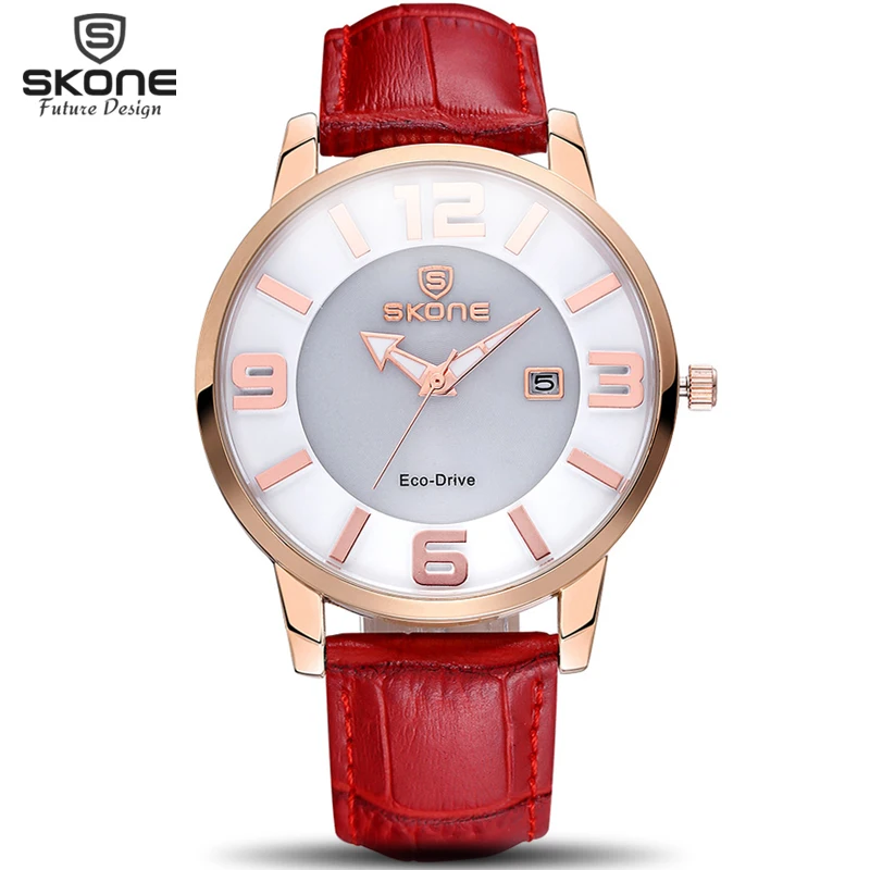 SKONE di Energia solare Eco Drive Quarzo Orologi Da Donna Luxury Brand  Cinturino In Vera Pelle Moda Orologio Orologio Donna Relogio  Feminino|feminino|feminino relogio - AliExpress