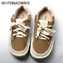 HUIFENGAZURRCS- обувь из натуральной кожи туфли на плоской подошве ручной работы художественная обувь в стиле ретро mori girl обувь в японском стиле ретро 2 цвета