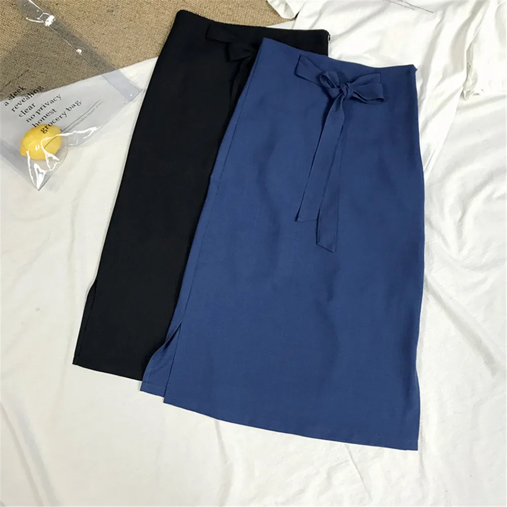 HIGH QUALITY Belt&Zipper Chiffon Skirt 2018 Summer Vacation&Office&Casual Solid Skirt For Women Vintage Bandage Skirts Female (14)