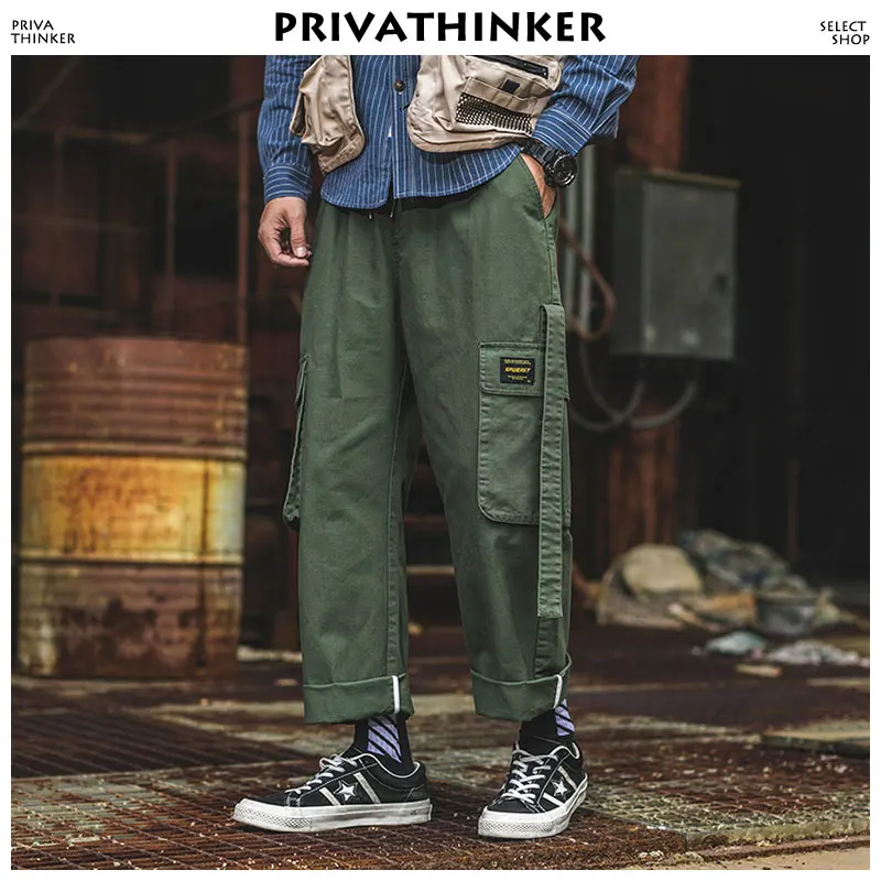 Privathinker пояс цвета хаки джоггеры брюки 2018 мужские карманы Японская уличная