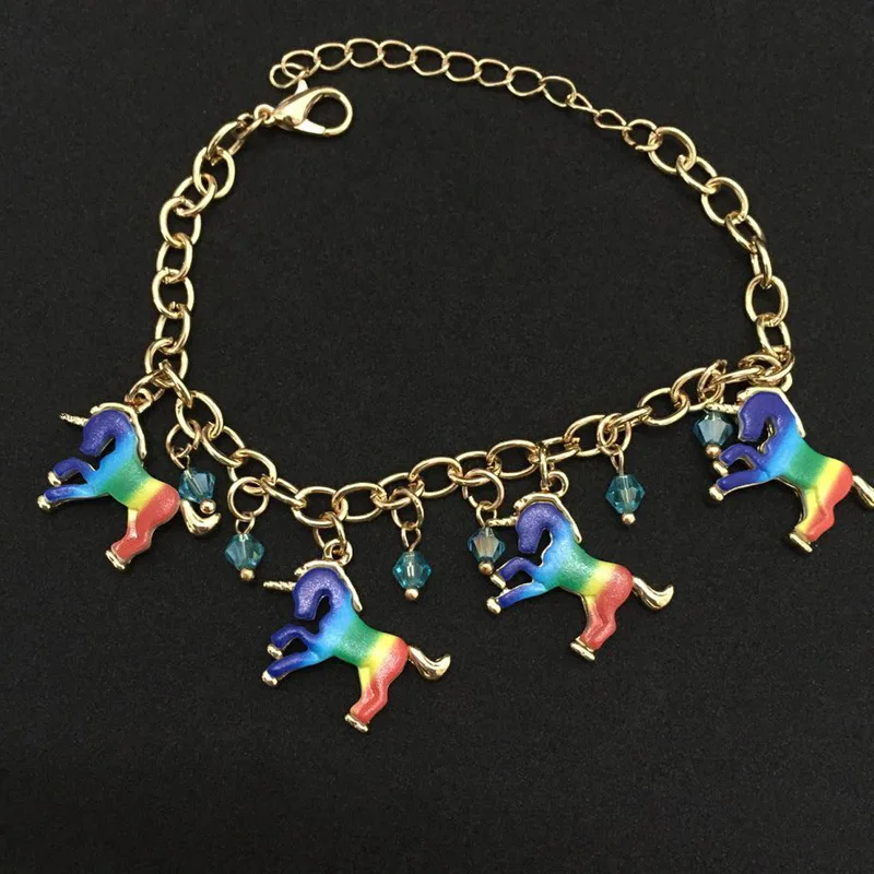 

Unicorn Bracelet Women Pulsera Unicornio Brazalete Rainbow Femme Friendship Gifts Animal Charms Bracelets Bracciale 2018
