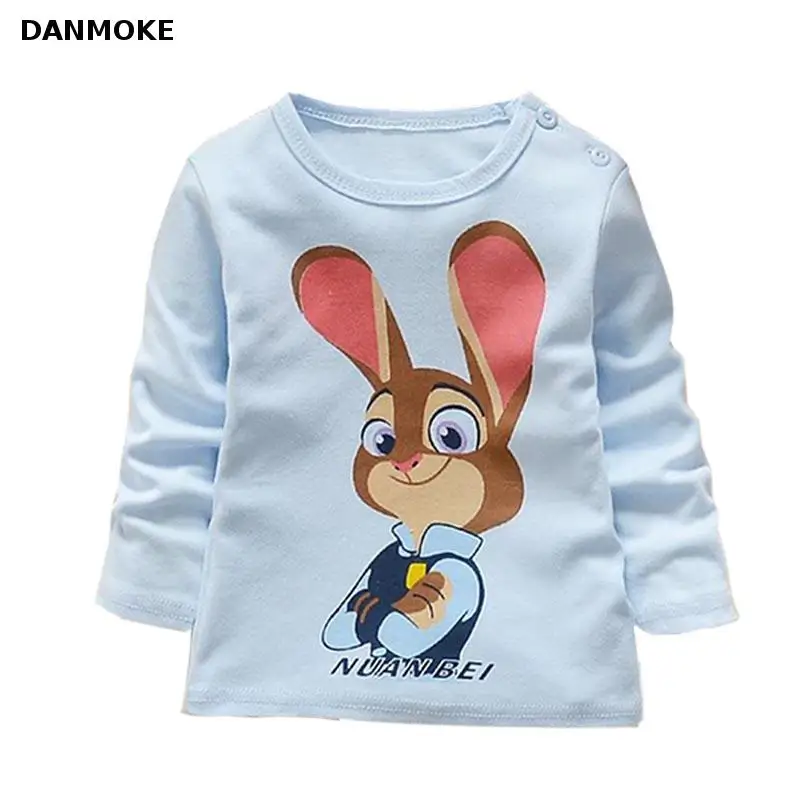 Danmoke Boy Girls Short Sleeve T-shirt Baby Cartoon Bunny Printing Tee Tops Children Cotton Clothes For Summer Kids Costume