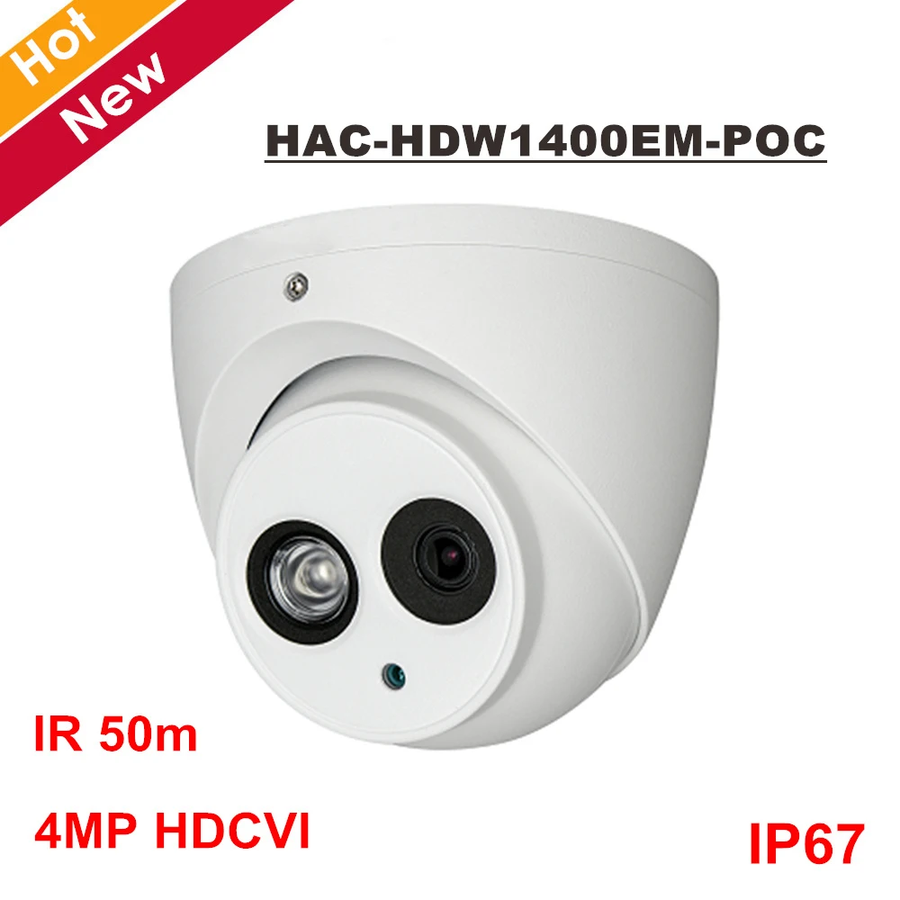 

New DH HAC-HDW1400EM-POC 4MP HDCVI PoC IR Eyeball Camera 3.6mm fixed lens IR 50 meters for Outside IP67 Coaxial camera
