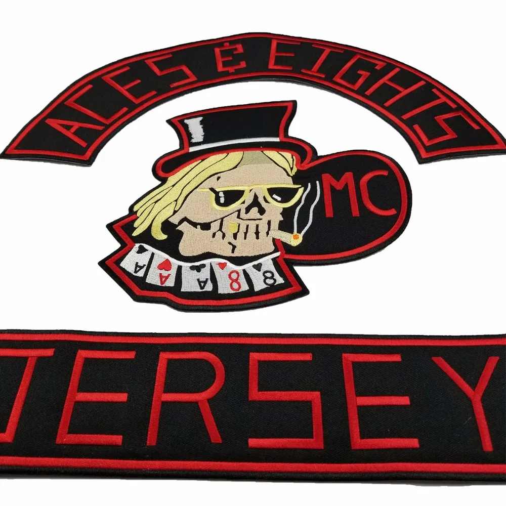L170826-1 NEW ARRIVAL MC ACES EIGHTS JERSEY EMBROIDERY BADGE PATCH MOTORCYCLE CLUB VEST OUTLAW BIKER JACKET IRON ON PATCH FREE SHIPPING (2)