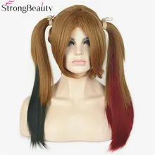 Сильная красота Косплей вечерние с двумя хвост синтетический парики длинные прямые цвета микс парик