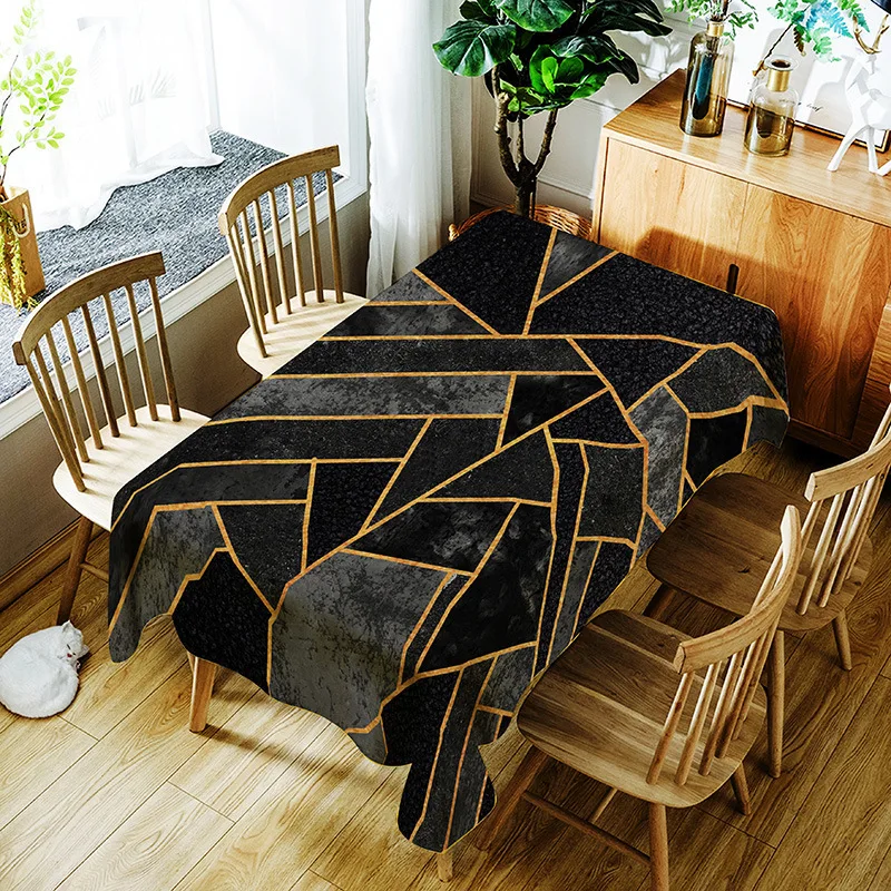  Marbled Street Tablecloth Water -tight Wax Rectangular Wallpaper Table Cover Protector Party Banque