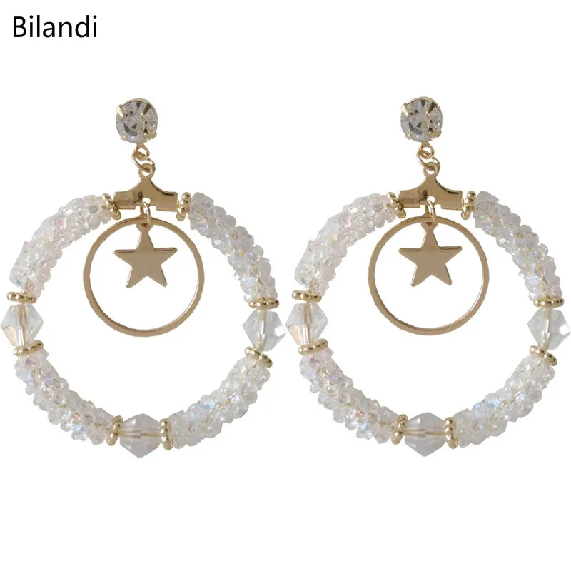 

Fashion Jewelry Round Glass Shape With Glass Beads Drop Earring For Woman Jewelry