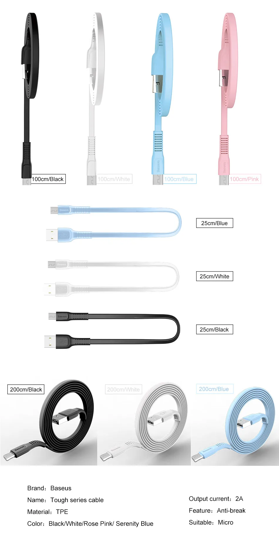 Usb-кабель Baseus для iPhone, зарядный кабель для передачи данных, кабель USB type-C, кабель Micro usb для телефона Android, usb-кабель