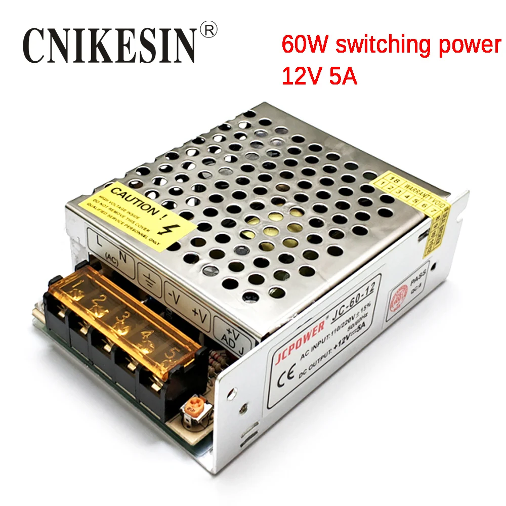 CNIKESIN 60W Switching Power Supply 12V 5A Small Size Monitoring Device LED Camera Switching Power Supply (O3A2)