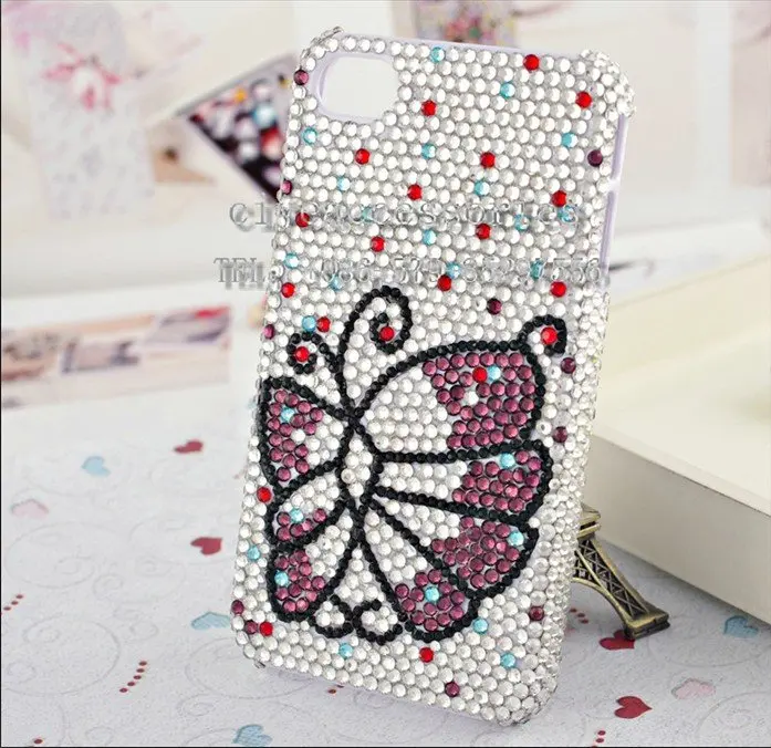 Butterfly Fancy Cell Phone Case For Iphone 4g Decorate Diamond