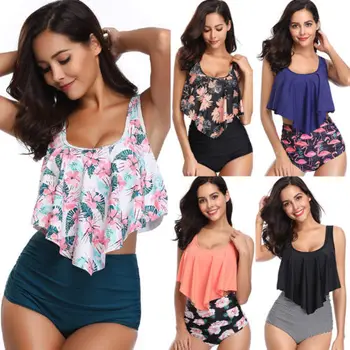 

Womens High Waisted Bikini Set Push Up Bra Padded 2Pcs Summer Swimsuit Swimwear