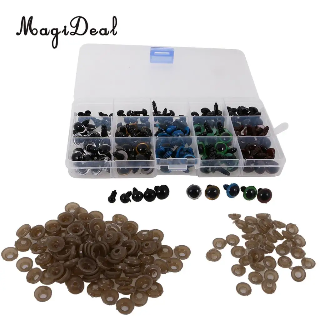 Hot Sale Black 12-20mm Plastic Safety Eyes with Washers for Teddy Bear Doll Dog Plush Animal DIY Craft Toy