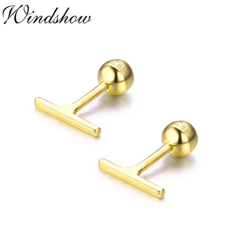 

Cute 925 Sterling Silver Gold Color Slim Bar Screw Back Stud Earrings For Women Girls Piercing Jewelry Orecchini Aros Aretes