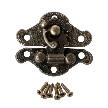 

Vintage Zinc Alloy Latch Hasp Pad Chest Lock Plate For Wood Jewelry Box Cabinet