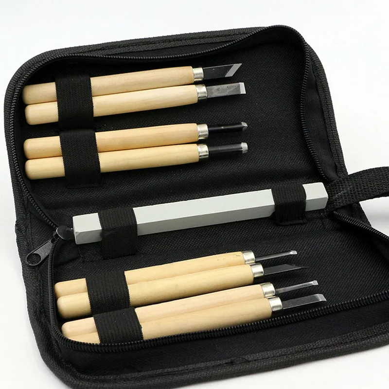 

9pcs Wood Carving Knife Tool Hand Rubber Seal with Grinding Stone Set
