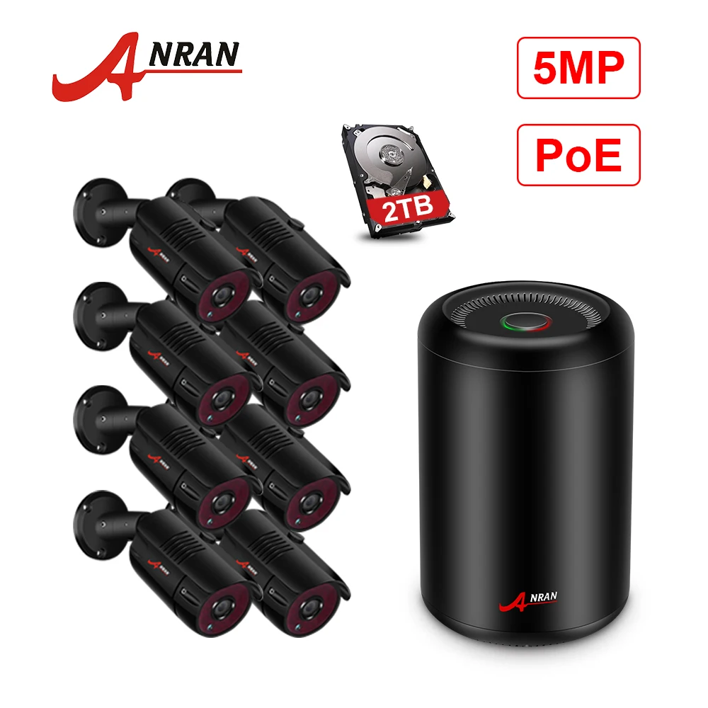 ANRAN Security Camera System POE 8CH H.265 NVR 5MP Security Camera Night Vision Waterproof HD Outdoor Video Surveillance System