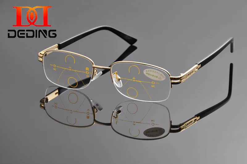 

DEDING Gentle Men Grade Brand Design Metal Half Rim Rectangular Progressive Multifocal Reading Glasses oculos de leitura DD1134