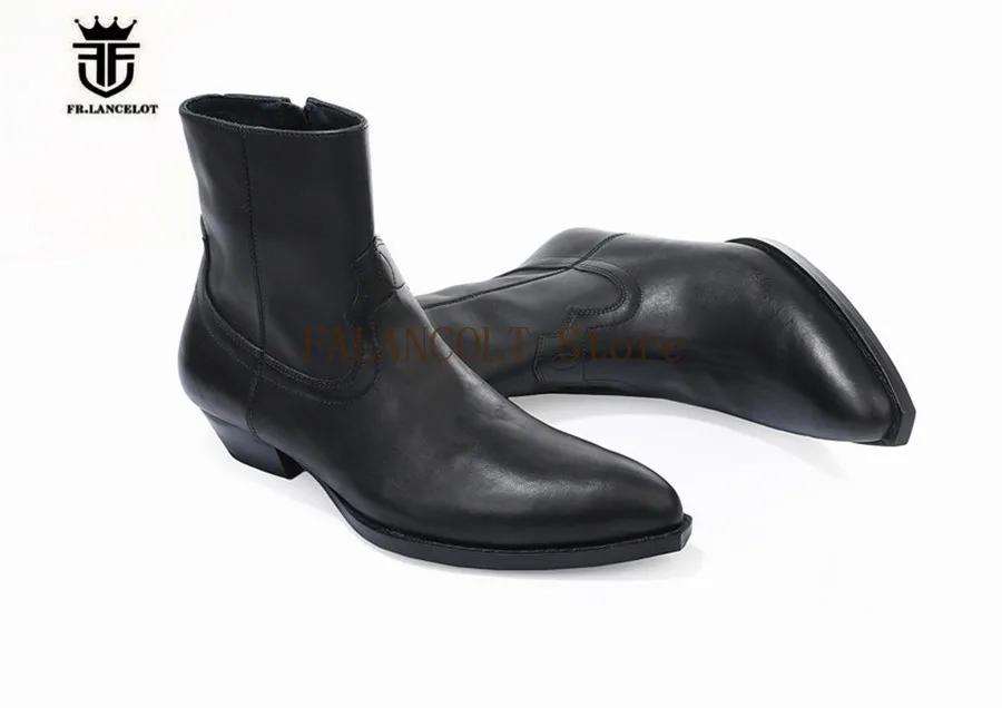 Г., новые мужские ботинки челси ручной работы в европейском стиле ботинки в стиле панк на толстой подошве с квадратным носком Мужская обувь, увеличивающая рост