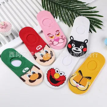 

Super Mario Kumamon cartoon socks Garfield cute funny invisible women sock spring summer comfort non slip yellow cotton socks