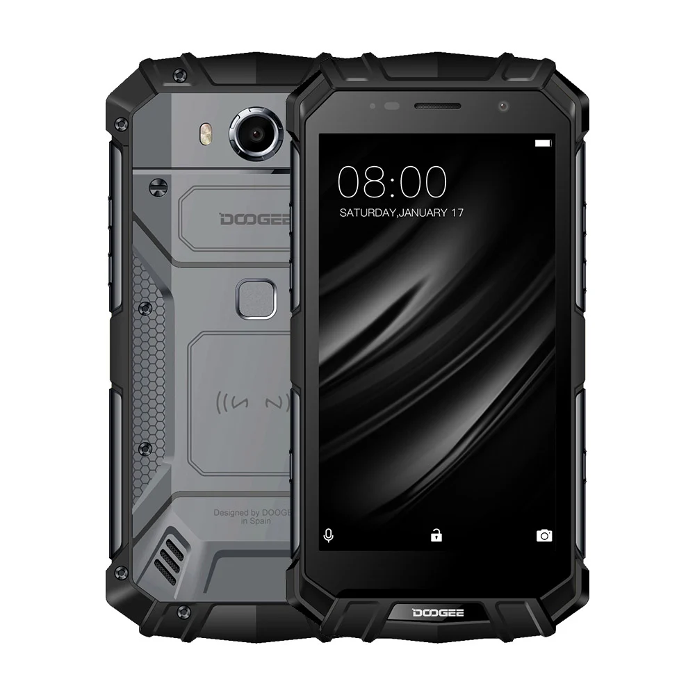 DOOGEE S60 Lite 4 ГБ 32 ГБ смартфон 5," IP68 Водонепроницаемый 4G 5580 мАч Восьмиядерный Android 7,0 NFC отпечатков пальцев мобильный телефон - Цвет: Black