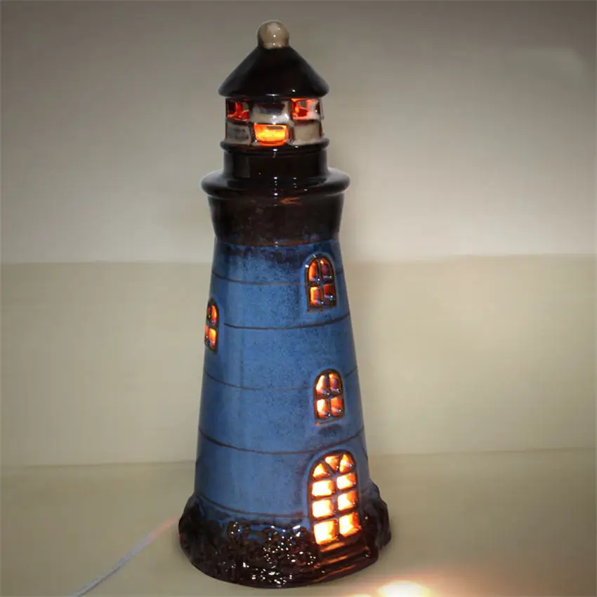 Средиземноморский Маяк Настольный декоративный, настольный, светодиодный светильник для детской спальни, настольные лампы с керамической технологией